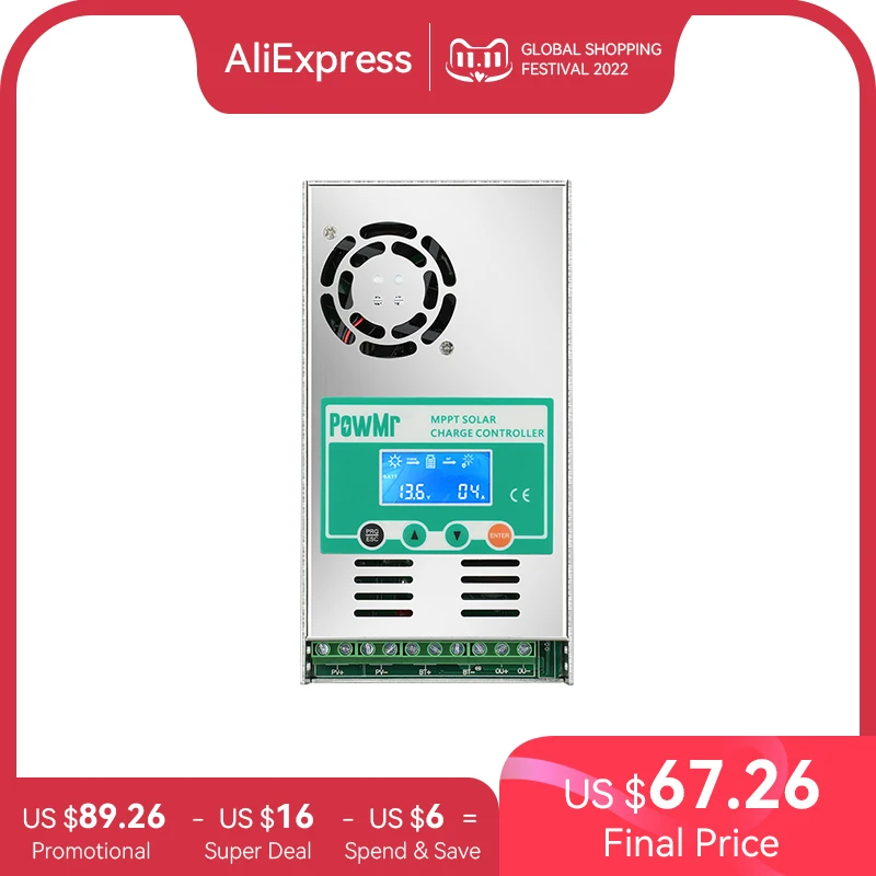 PowMr MPPT 60A Solar Charge Controller Solar Panel Regulator 12V 24V 36V 48V Auto Max PV 190VDC For Lead Acid Lithium Battery|Solar Controllers| - AliExpress