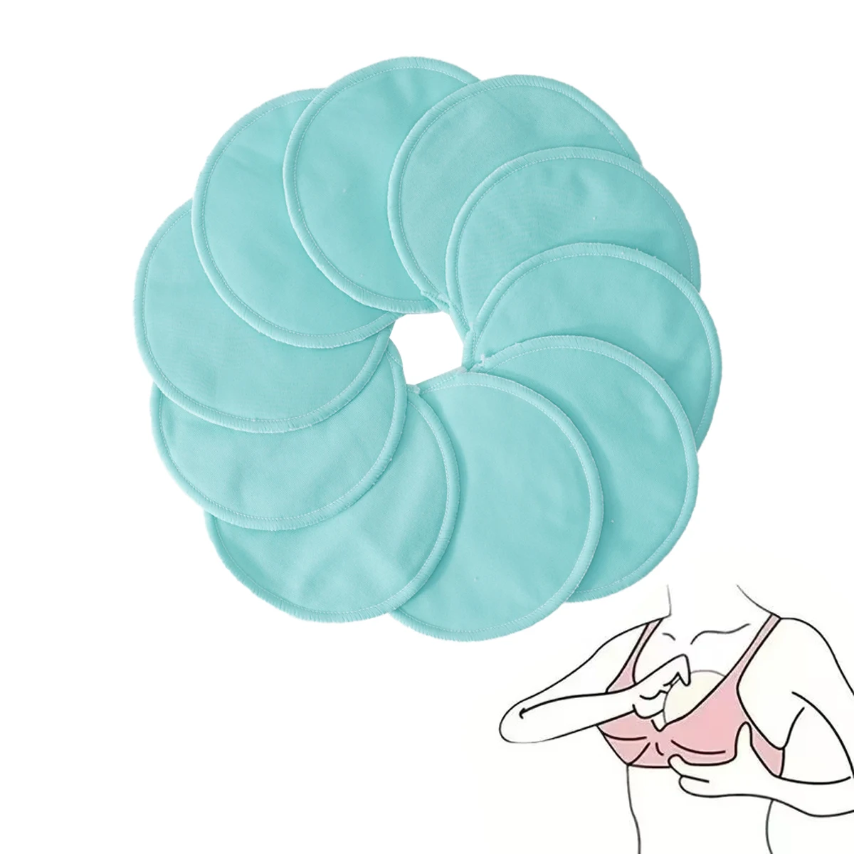 HappyFlute 10pcs Random Color Bamboo Pads Reusable Washable Breast Pads Absorbent Breast Pads For Breastfeeding 5