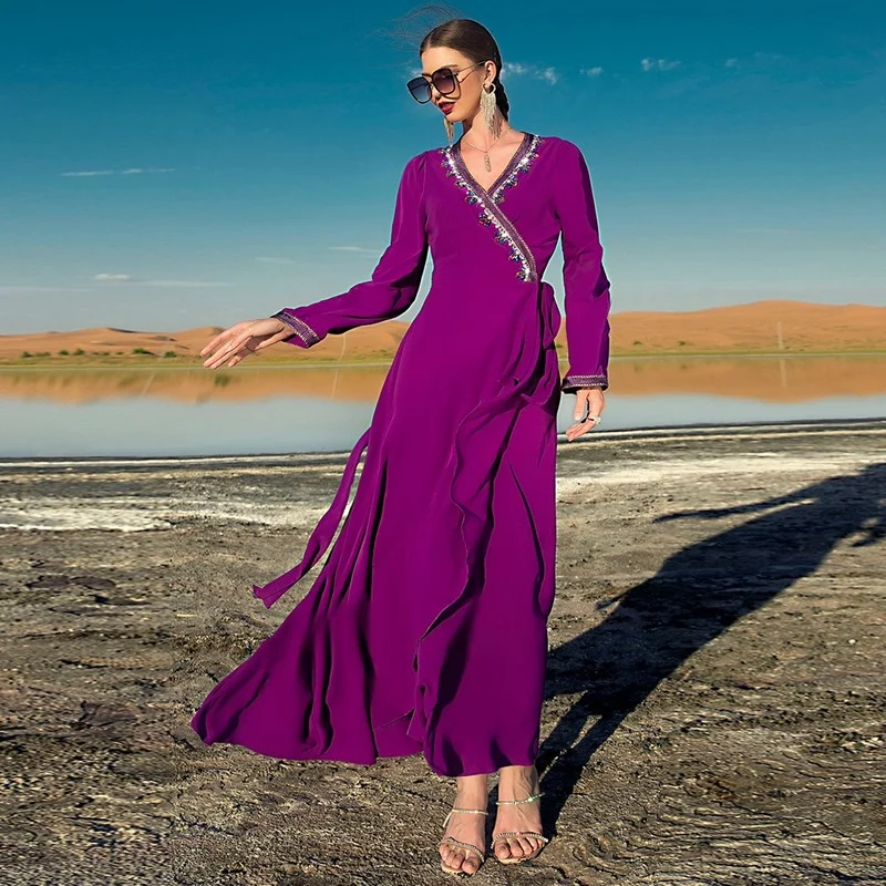 

Рамадан ИД Мубарак Abaya женское длинное вечернее платье в мусульманском стиле для мусульманской вечеринки Пакистанская одежда для женщин Caftan Robe Musulmane
