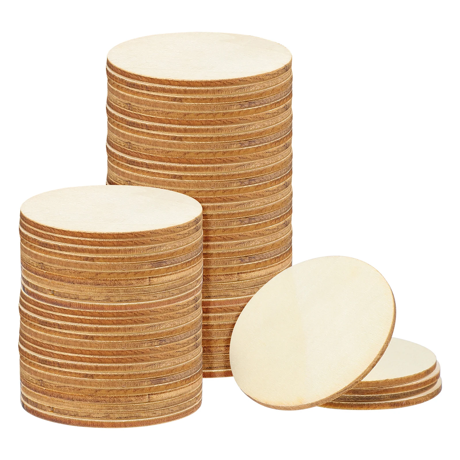 

100pcs Wood Circles for Crafts 5cm Unfinished Wood Rounds Wooden Cutouts for Crafts Wood Coaster Wood Burning and Wedding