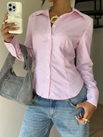 Chemise à manches longues pour femmes, élégante, Design de cravate au dos, bureau, coupe cintrée, rayures, col rabattu, chemisier, printemps automne 2