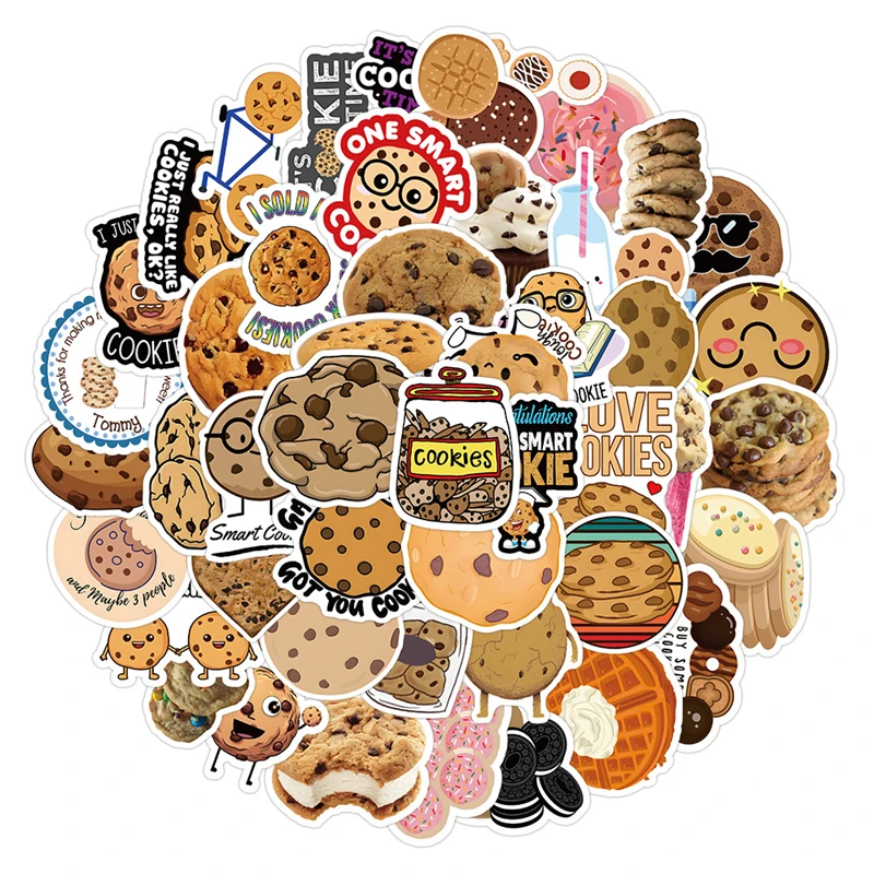 

Cartoon Anime Kawaii Cookies Stickers for Laptop Suitcase Album Stationery Waterproof Album Decals Kids Toys Birthday Gifts