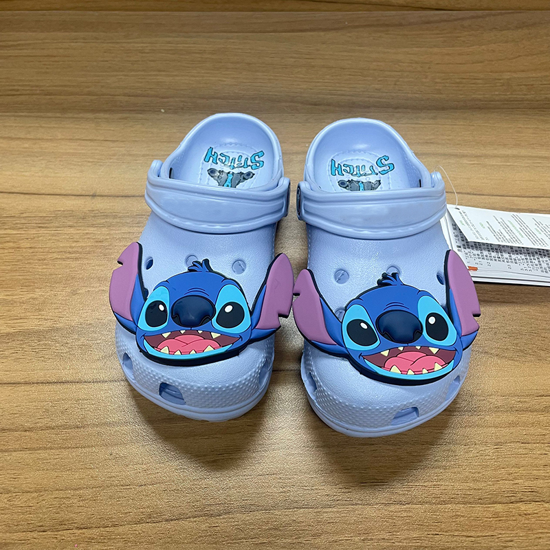 Children Cartoon Blue Stitch Solid Slippers Outdoor Sandals Casual Breathable Ankle-Wrap Beach Shoes Anti Kids Slip Slippers