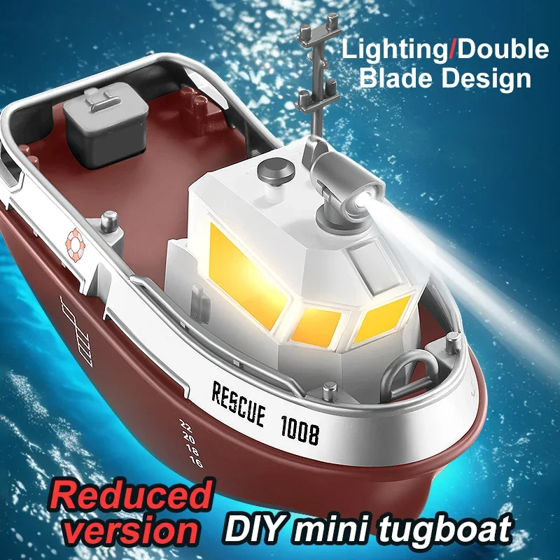 RC Boat 1/3 Tug BoaT Remote Control Boat for Kids 2.4G Dual Mode Electric SpeedBoats Waterproof Cover Toys for Boy Gift