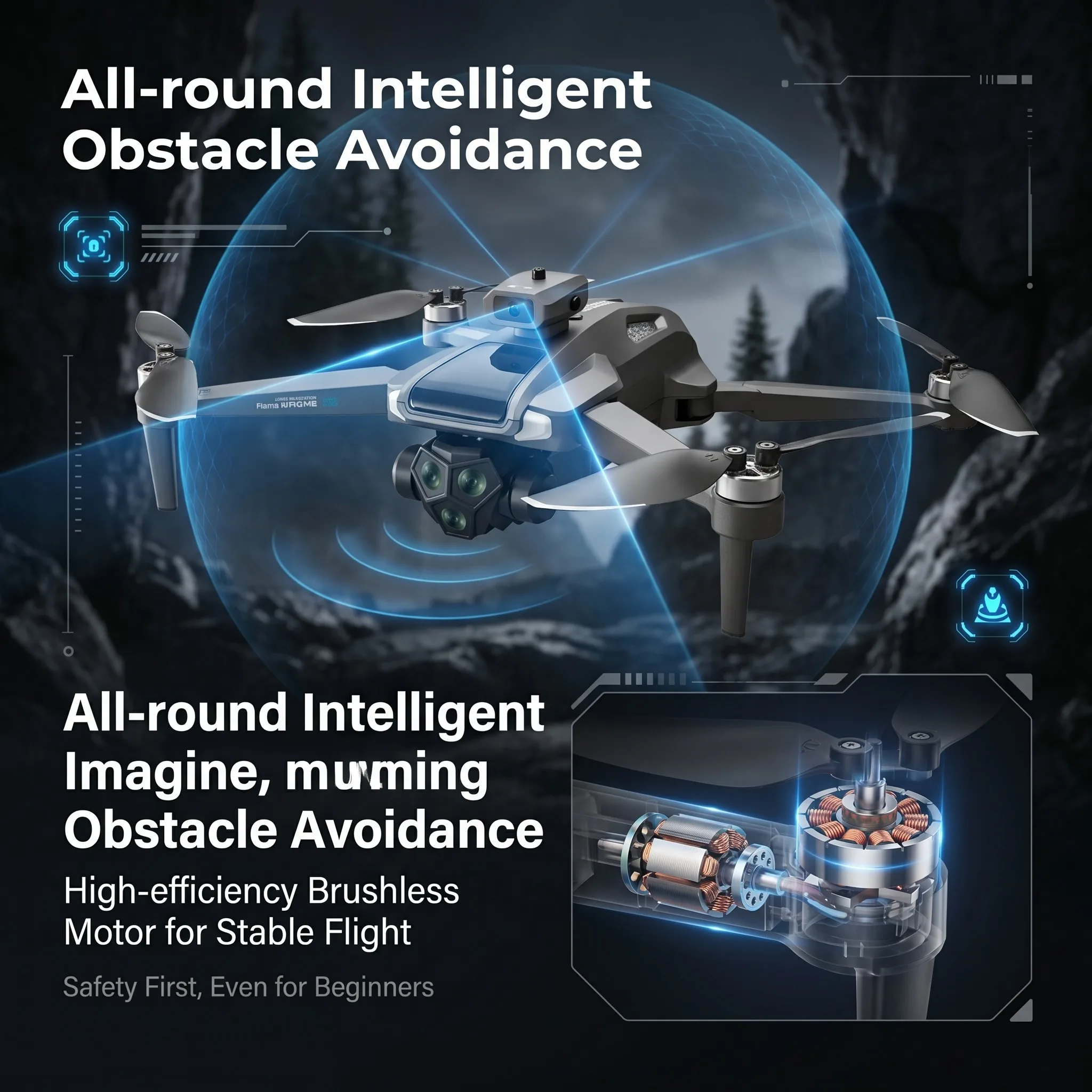Drone de poche M66 MAX 8K avec évitement d'obstacles et télécommande écran, rangé dans sa mallette de transport