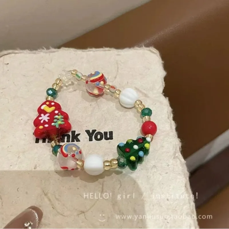 Christmas Series Woven Bracelet with Gingerbread Man Pendant  Practical Holiday Home Decor  Jewelry   Christmas  Tree