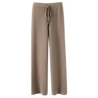 Soft Knitted Pants Women's Autumn/Winter Outerwear Hanging Knitted Wide Leg Pant White Floor Pants Straight Leg Pants - Image 5