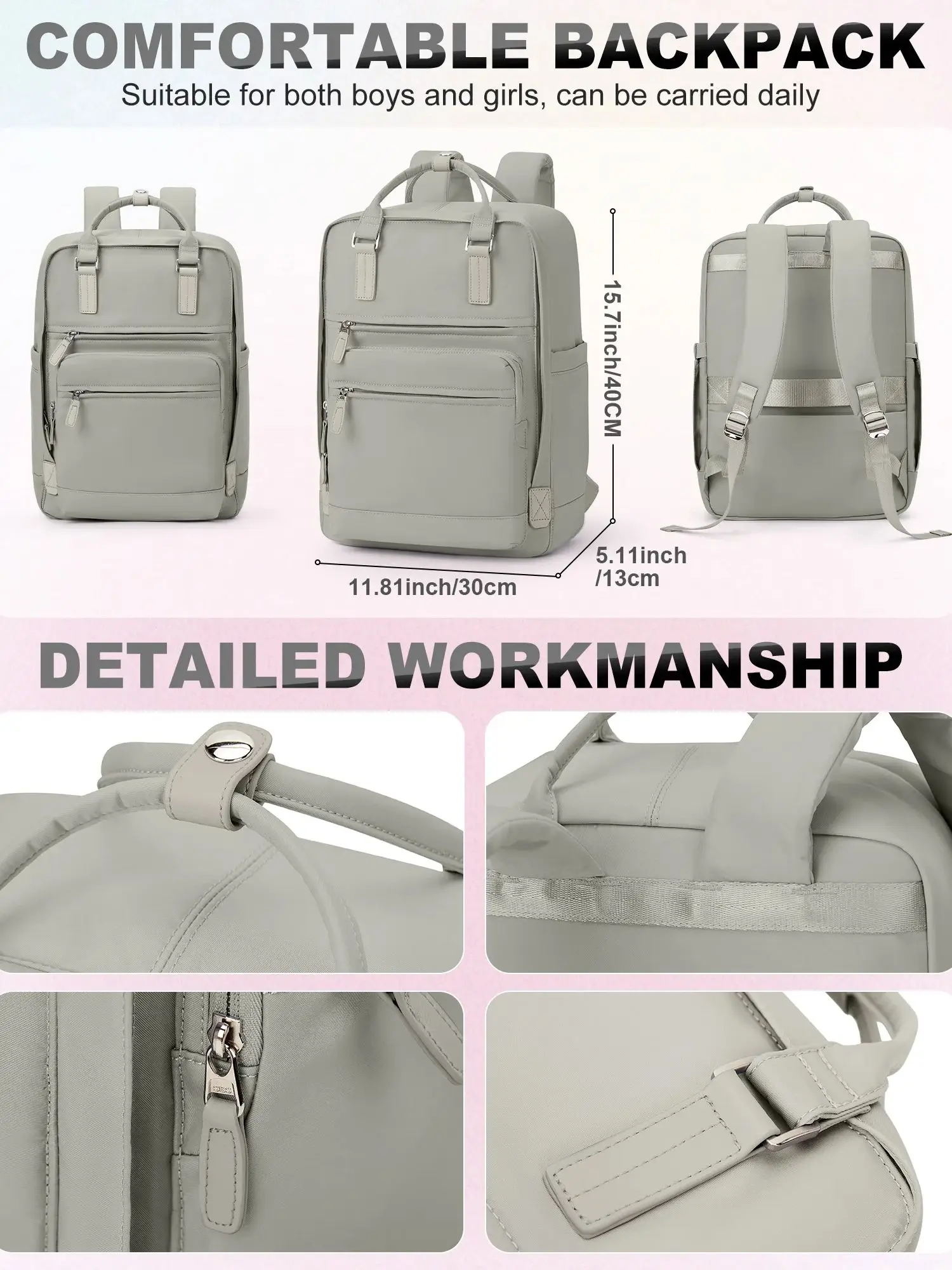 Girl's School Bag Laptop Backpacks Women's Commuter Nylon Informal Backpack, Casual Youth School Bookbag 2024 College Backpack