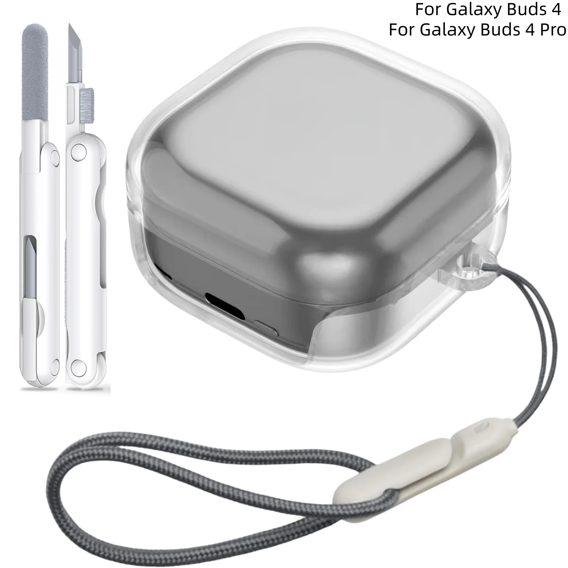 Transparent Shockproof Soft TPU Case with Lanyard & Cleaning Kit