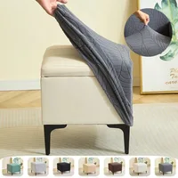 1pc Leaves Jacquard Square Ottoman Cover Elastic Soft Footrest Slipcovers Anti-slip Removable Footstool Cover for Home Decor 1