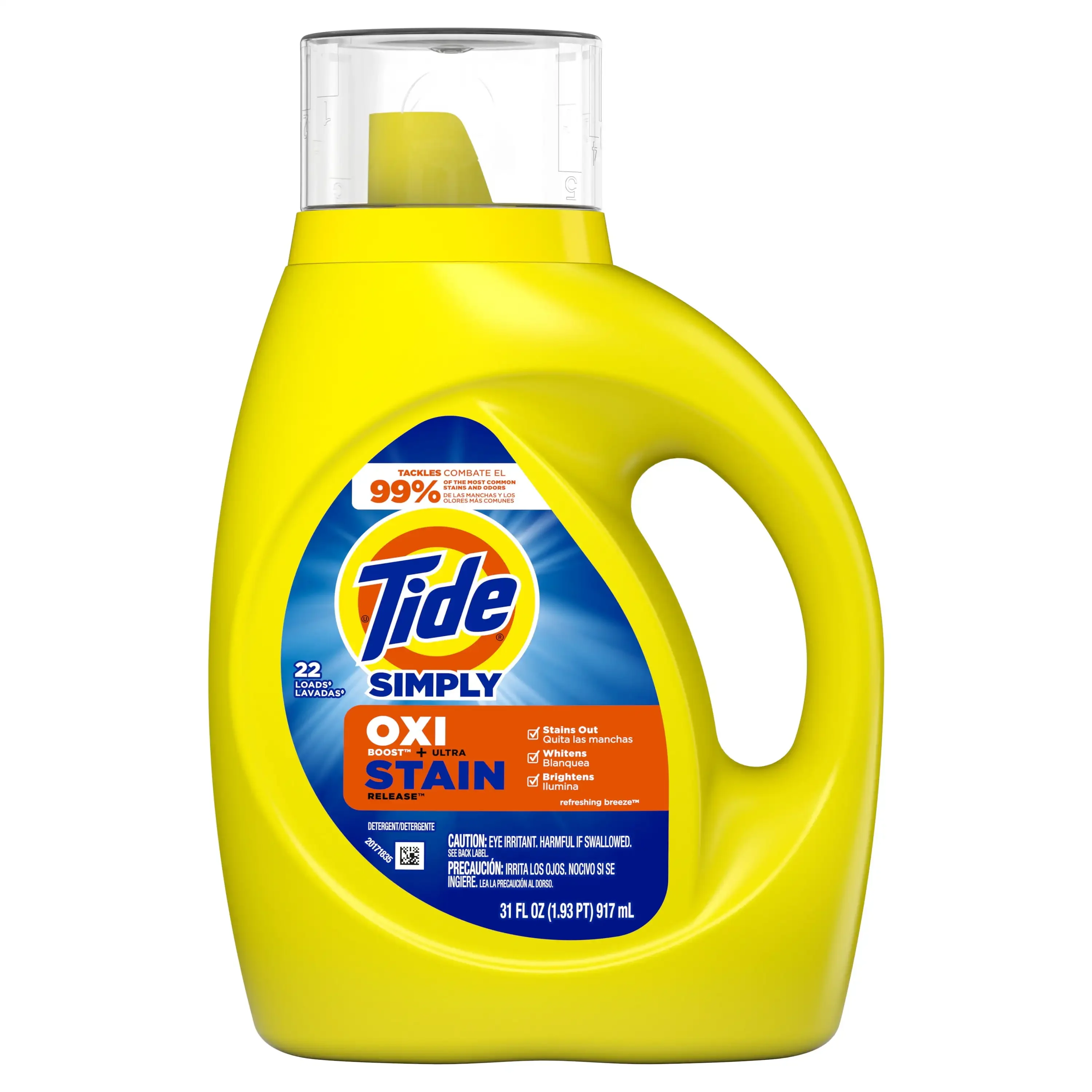 Liquid Laundry Detergent Refreshing Breeze 20 Loads 31 Fl Oz Against Stains and Odors with Twice The Oxi Fighting Power