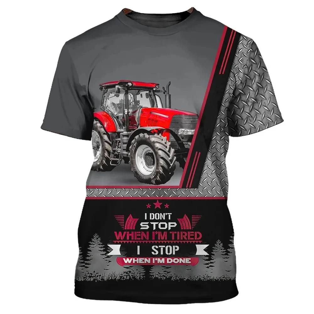 Summer Funny Farm Tractor Pattern 3D Print Men's T-shirts Casual Short Sleeve Oversized Pullover Fashion Streetwear Men Clothing 6