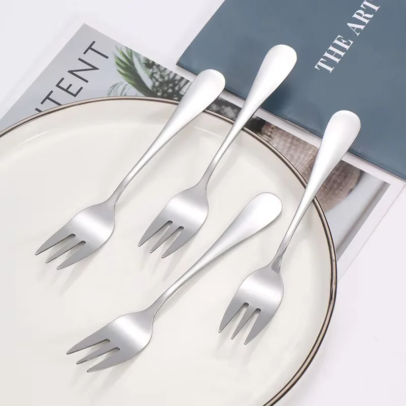 Stainless steel Dessert Fork 6pcs suitable for entertaining guests at home Fruit Fork Birthday Cake Silver Tableware cutlery set western style cutlery set picnic cutlery set stainless steel cutlery set