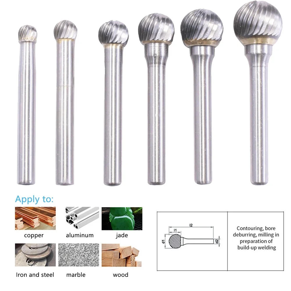 

1pcs Ball Head Tungsten Carbide Rotary Tool Point Burr Die Grinder Bit Abrasive Tools Drill Milling Carving Tool Rotary File Bit