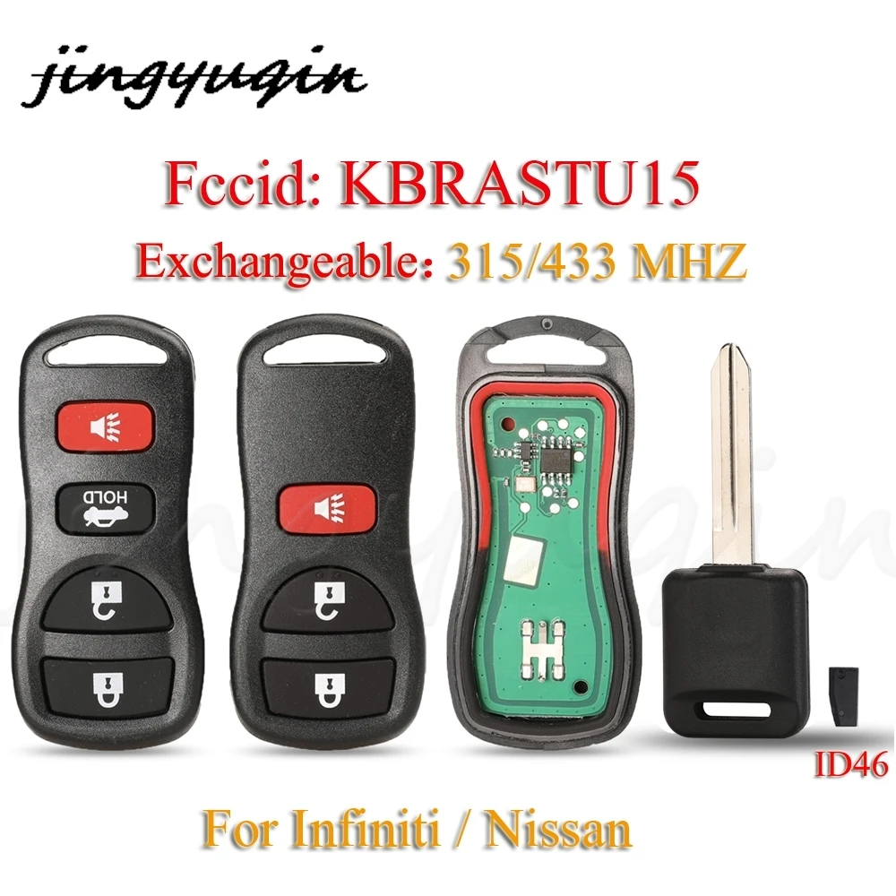 

jingyuqin 315/433MHZ Car Remote Key For Infiniti/Nissan Frontier Murano Armada Pathfinder Versa Altima Maxima Xterra KBRASTU15