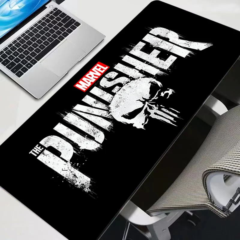 

Marvel Mouse Pad Laptop Gaming Accessories Mousepad Large Anime Black Punisher Logo Desk Mat Computer Gamer Keyboard Rug Carpet