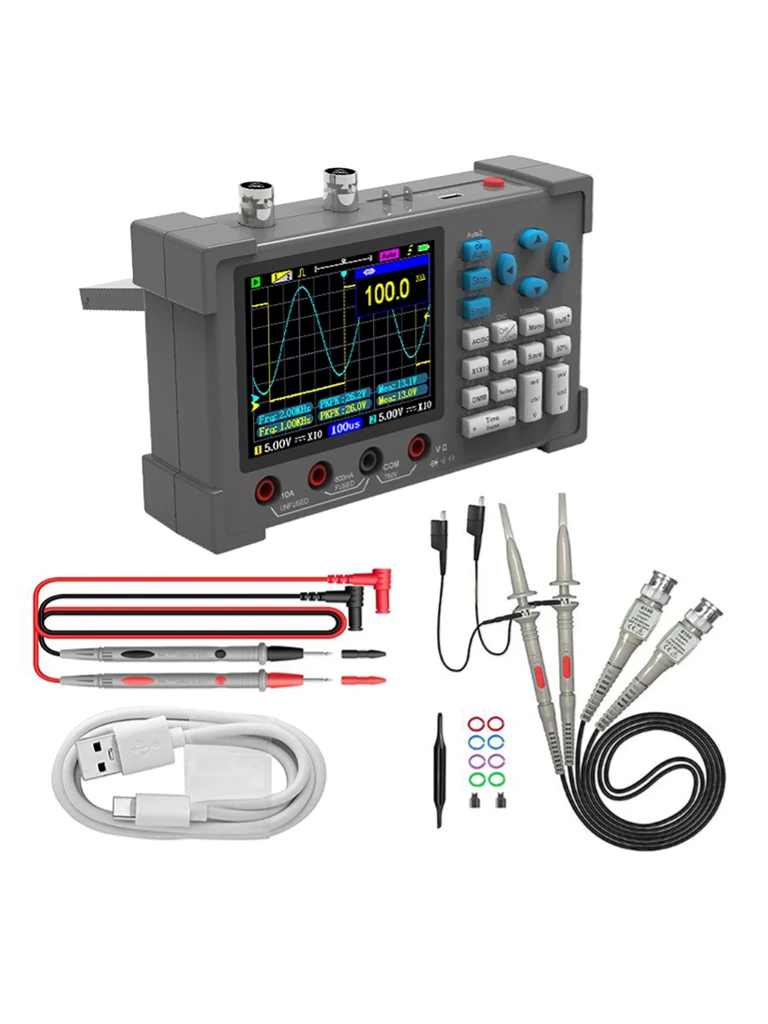 

DSO3D12 3.2 Inch Desktop Digital Oscilloscope 120M Bandwidth Dual Channel Multimeter and Signal generator 3 in 1