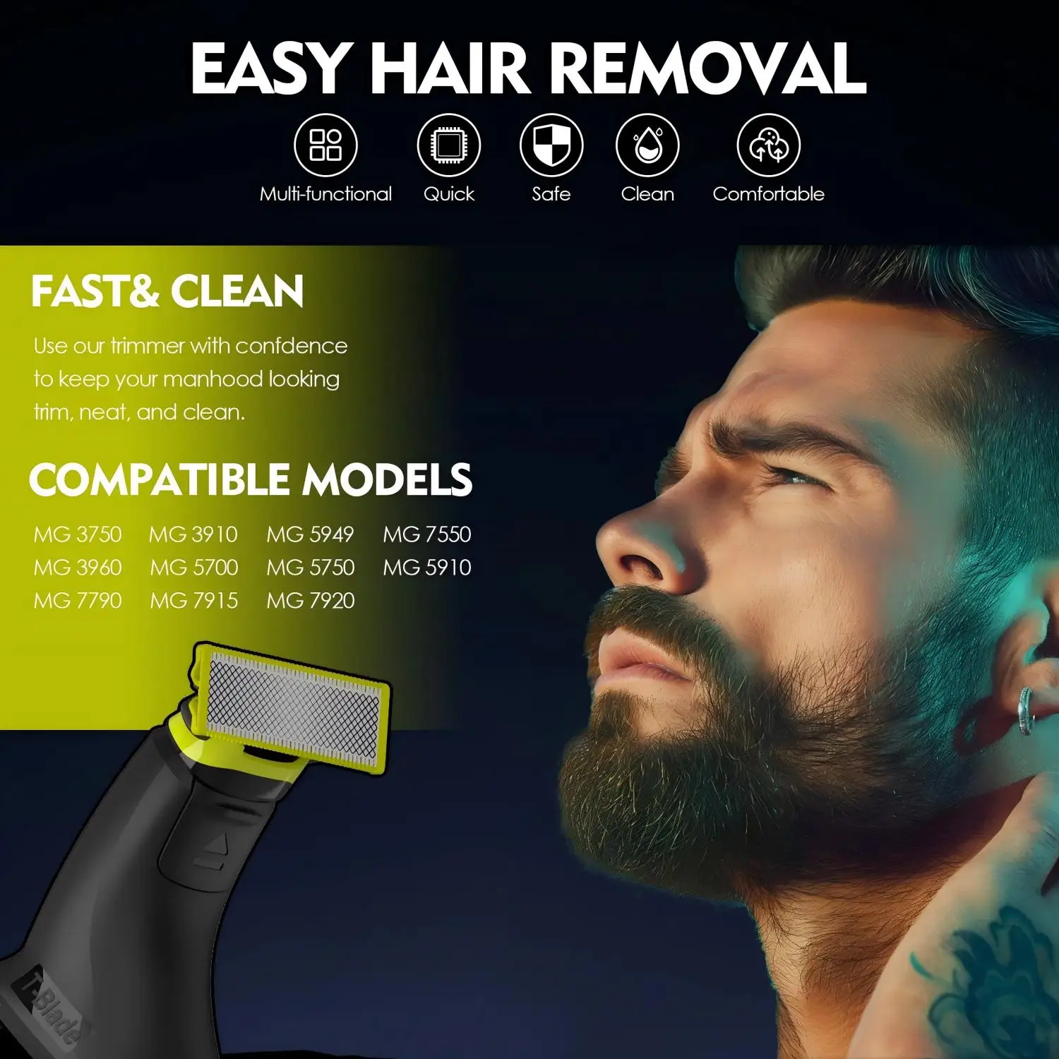 YUKU Shaver Replacement Kit for Philips Philips Norelco Multigroom Series 3000 5000 7000 Electric Trimmer Replacement Blades 4
