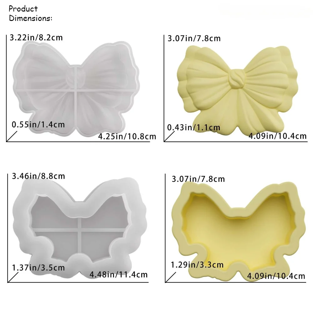 3D Bowknot 보관 케이스 수지 실리콘 몰드 아로마 테라피 캔들 홀더 보석 상자 몰드 DIY 공예 홈 장식 선물