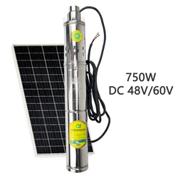 750Watt Deep Well Pump With Built-In Controller Solar Stainless Steel Submersible Pump Max Flow 2T/H PV Agriculture Water Pump