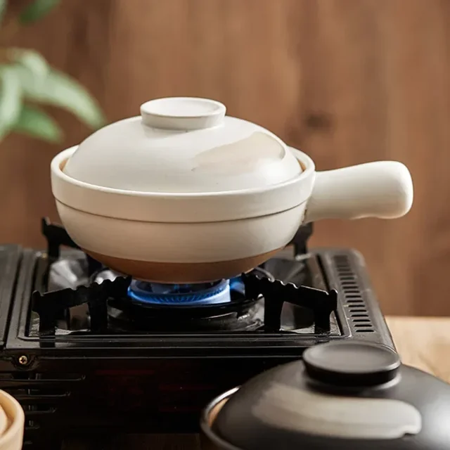 Japanese Style Soup Pot Crock Pots Casserole With Handle Ceramic Saucepan High Temperature Resistant Cooking Pan for Gas Stove 1