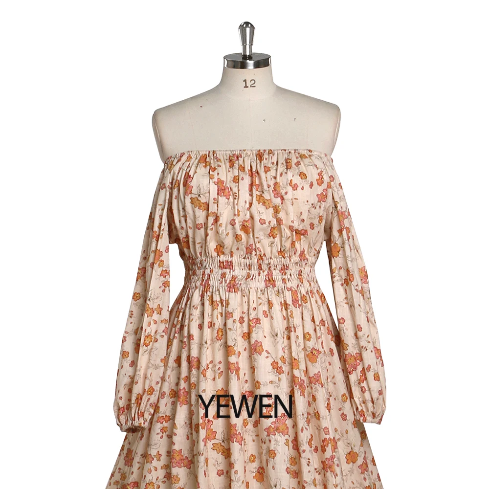 قبالة الكتف الأزهار القطن بوهو ملابس للحمل لالتقاط...