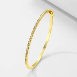 Elegant Blue Turquoise Zircon Bracelet - Shiny CZ Tennis Bangle (Gold Color)