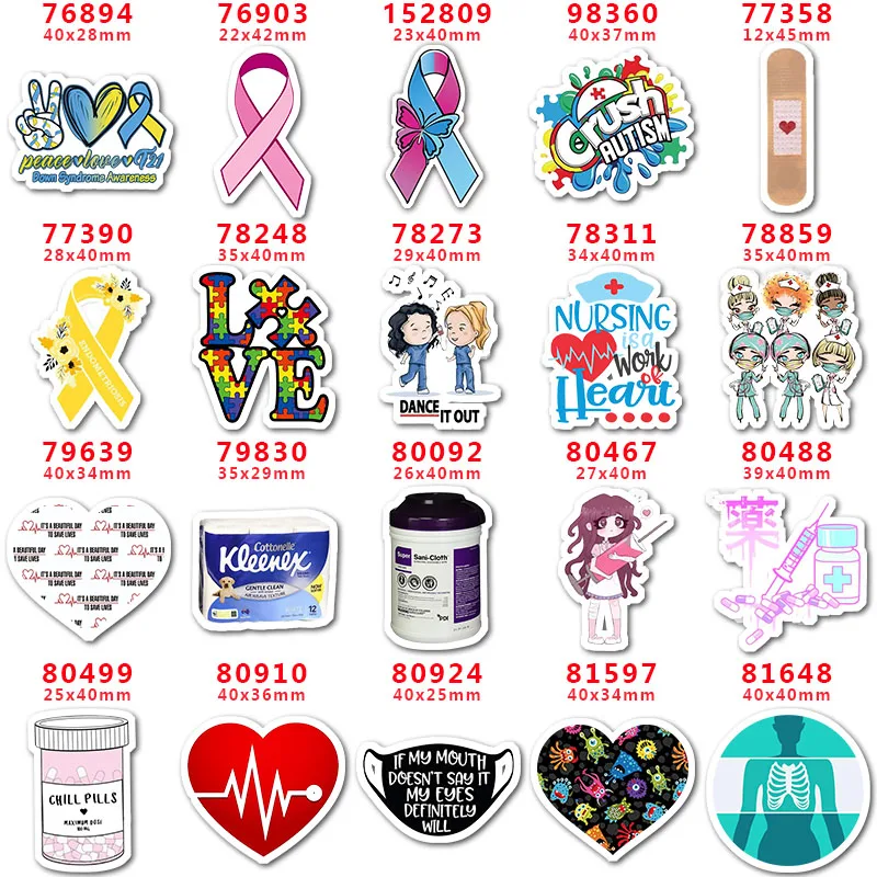30pcs/Lot Nurse Care , Medical , Stay Safe Printed Planar Resin for Hair Bows PR76894