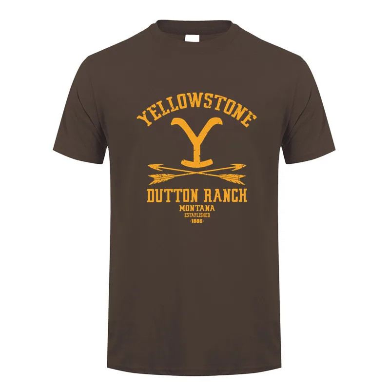 Yellowstone Dutton Ranch T 셔츠 탑 여름 남성 반팔 코튼 Yellowstone T 셔츠 Mans Tshirt