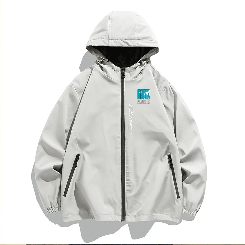thumbnail image 1 of Chaquetas de senderismo para hombre y mujer, chaqueta impermeable, transpirable, de secado rápido, con capucha, para parabrisas, abrigo, rompevientos, Ropa de Trabajo, 1 of 4