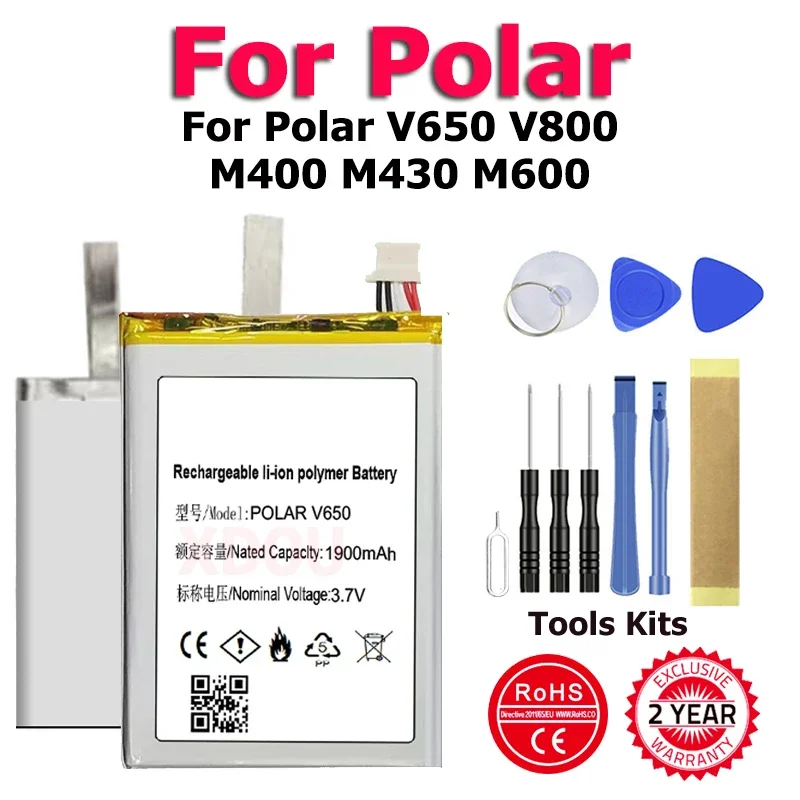 Batteria Xdou Polarv650 Polarv800 Per Polar V650 V800 M400 M430 M600 Orologio Sportivo Gps Nuovo Accumulatore Ricaricabile Ai Polimeri Di Litio