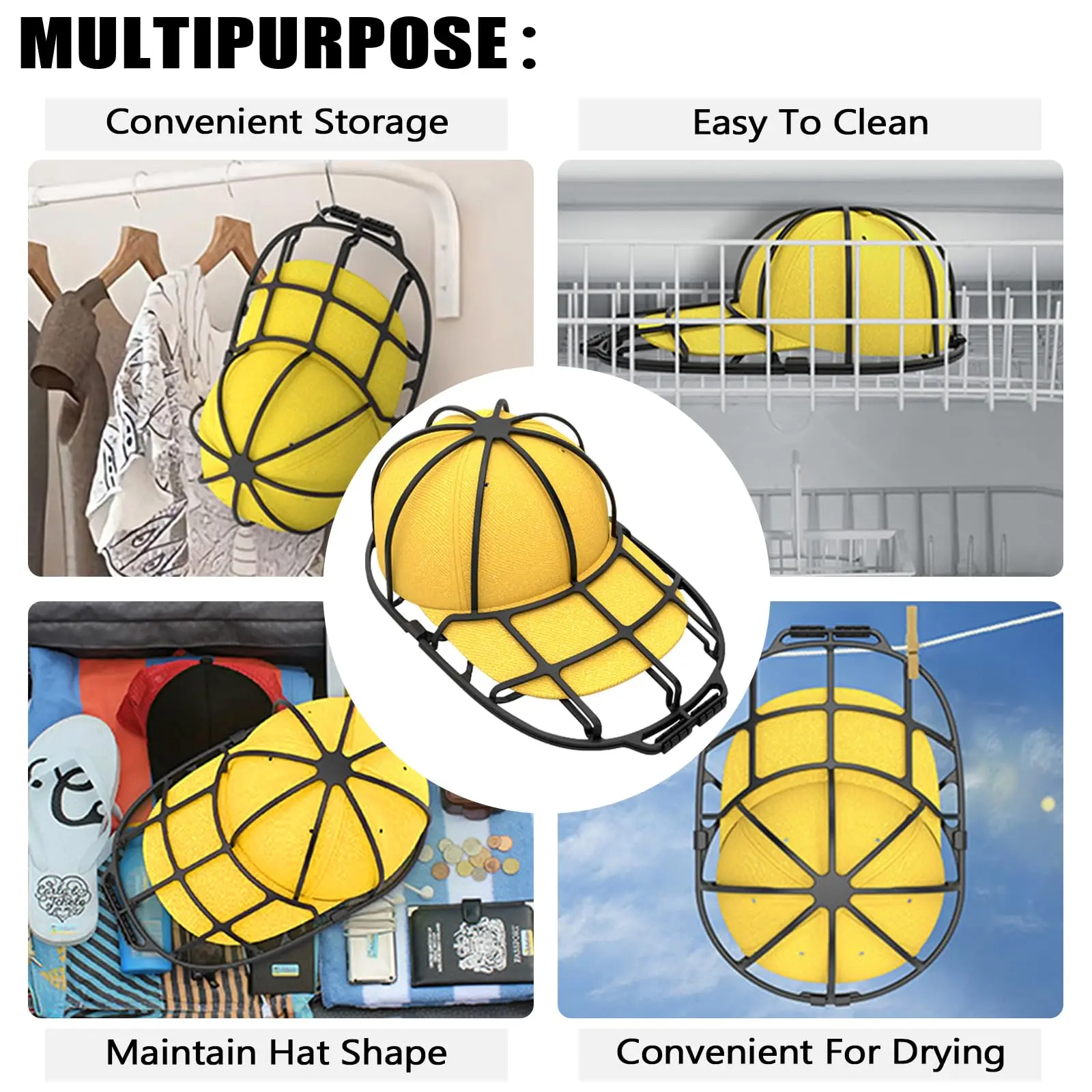 Hat Washer for Baseball Cap Washer Cage for Washing Machine,Ball Cap Washing Frame Hat Cleaner Holder Protector for Dishwasher 3