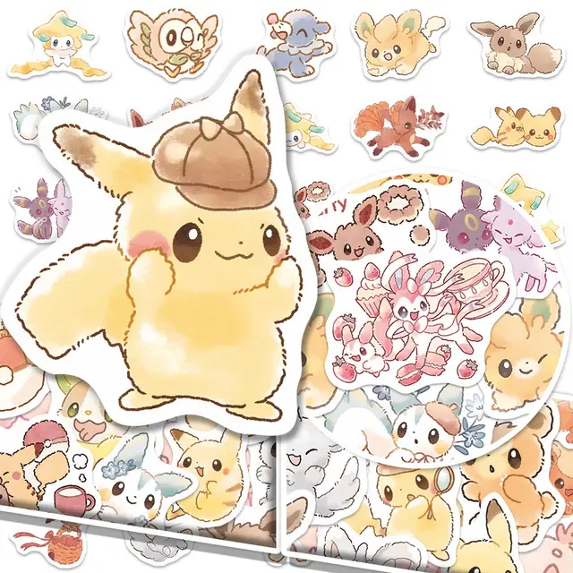80pcs Pokemon Anime Stickers Pikachu Laptop Skateboard Scrapbook Suitcase Bike Kawaii Sticker Guitar Phone Cartoon Kid Gift Toys 1