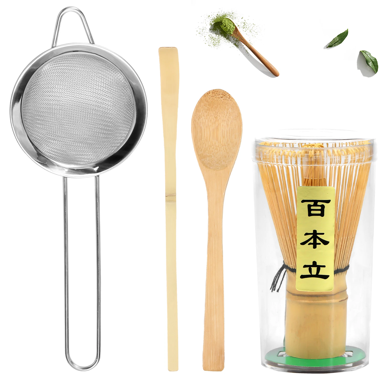 Juego De Batidor De Matcha De Bambú - Incluye Cuenco, Batidor, Soporte Y Cucharita