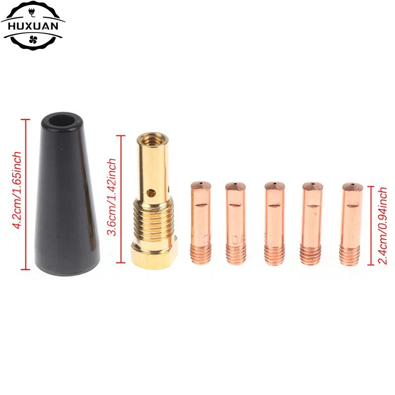 7pcs/set Gasless Nozzle Tips For Century Fc90 Fluxcored Wire 0.8/0.9/1