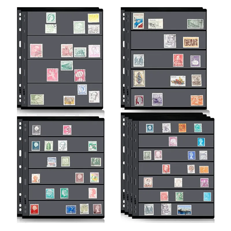 

20 PCS Card Album Pocket Replacement 1/2/3/4/5/6/7 lines Inner Page Collection Album Card Binder Album Black Storage Page