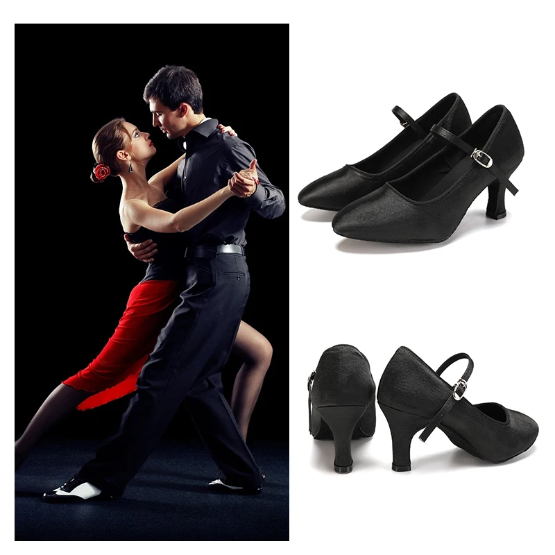 Women Ballroom Dance Shoes Silk Latin Salsa Heels