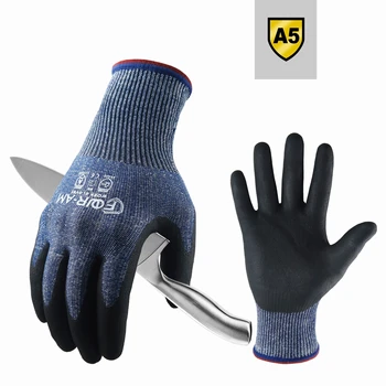 Level 5 Cut-Resistant Gloves Heavy Duty Work Firm Non-Slip Grip Durable Breathable Nitrile Foam Coated Touchscreen Capabilities