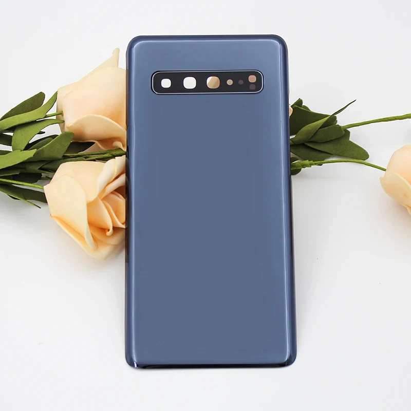삼성 갤럭시 S10 5G SM-G977B G977F 배터리 후면 커버, 후면 문짝 유리 패널 하우징 케이스, 접착제 추가 카메라 렌즈 교체