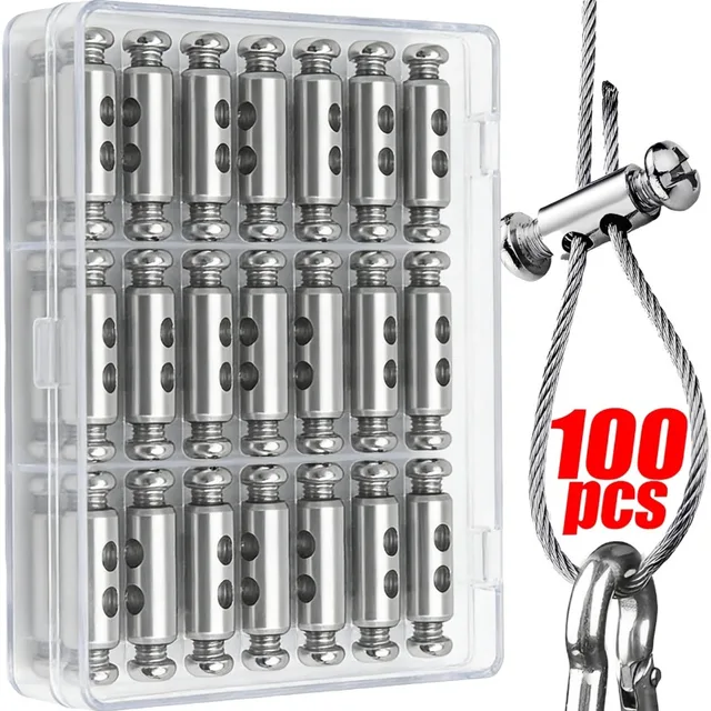 Double Hole Suspension Cable Clip 1.5-2.5 mm Steel Wire Rope Clamps Screw Adjustment Telescopic Locks Home Fastening Accessories 1