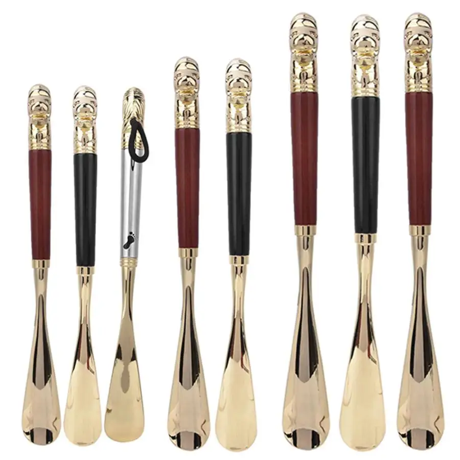 Handled Metal Head Shoe Horn Spoon Tool Brush 32cm 49cm 58cm Wood