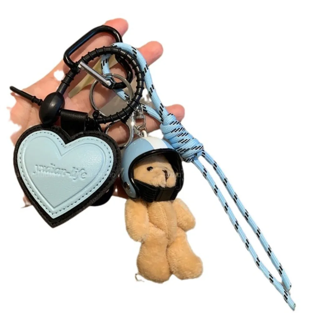 Fashion helmet small pendant leather bag decoration hiking rope keychain bag decoration hanging chain 5