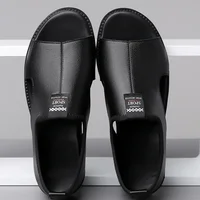 Sandales pour hommes marque chaussures décontractées en plein air mode chaussons pour hommes chaussures de plage confortables haute qualité en cuir hommes sandales plates 3
