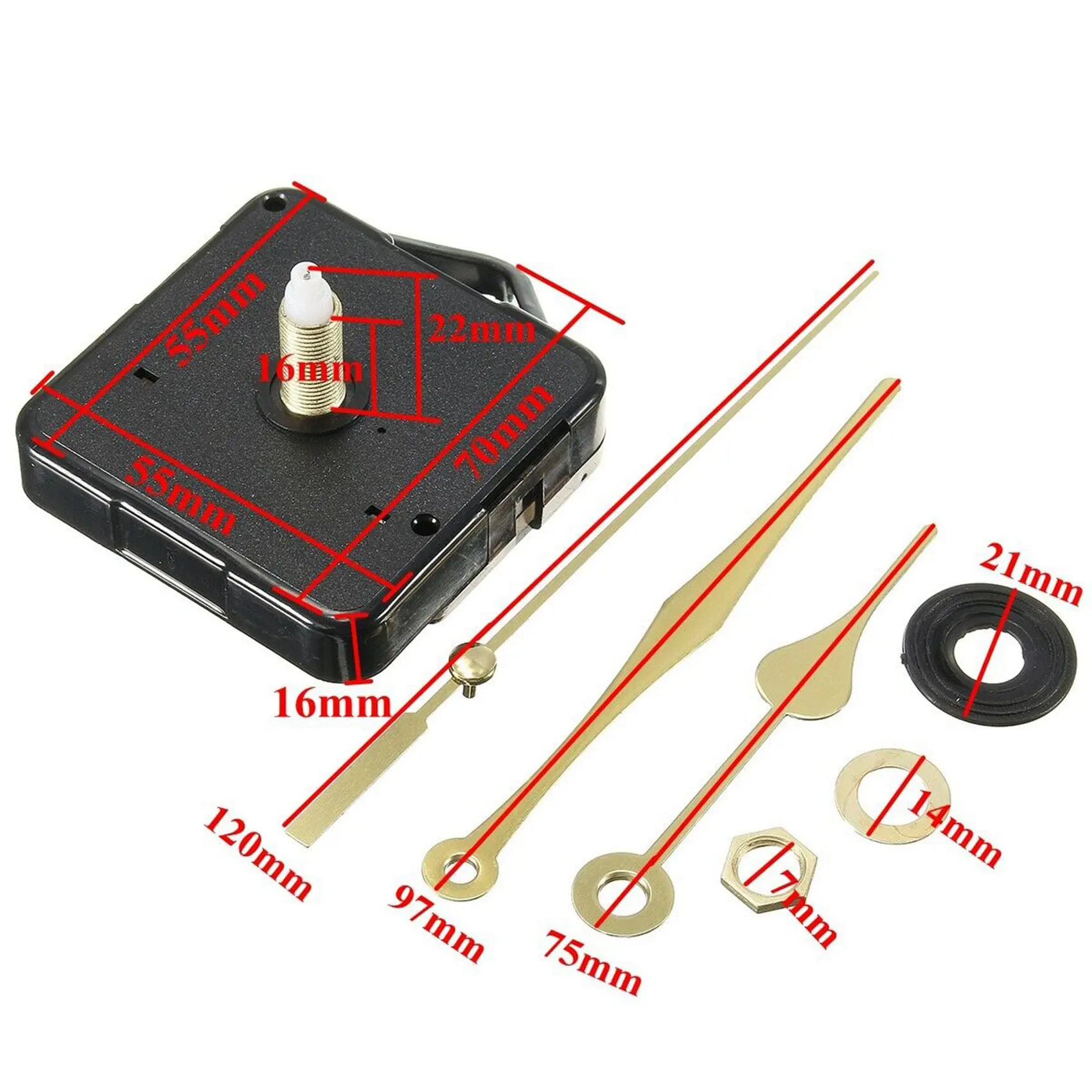 10Pcs DIY Silent Movement Spindle Hands Wall Quartz Clock Movement Mechanism Repair Tools Part Clock Kit 5