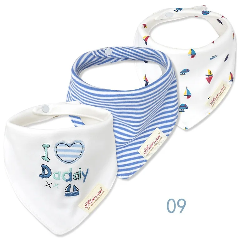 3pcs Per Lot Baby Bibs Bandana Set Cotton Multi-Style Triangle Cartoon Babadores Para Bebe Infant Boys Girls Saliva Towel KF025 baby bib,cotton bib set,cotton bib,saliva towel
