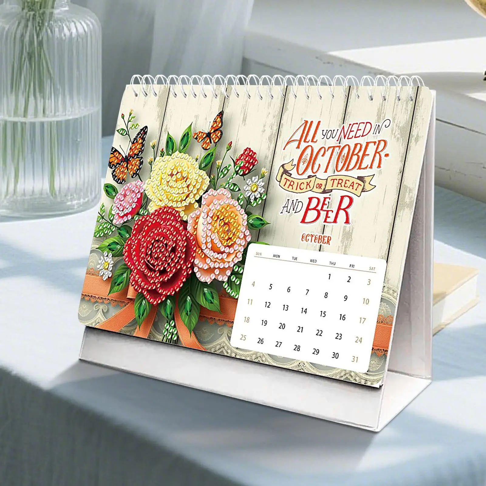 2026 Desktop Calendar Rhinestone Painting 2026 Desk Calendar Kit Monthly Planner Desktop Accessories For Teacher Student