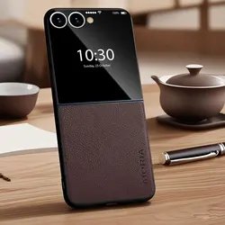 Minimalist Faux Pebbled Leather Case - Galaxy Z Flip5 (Coffee)