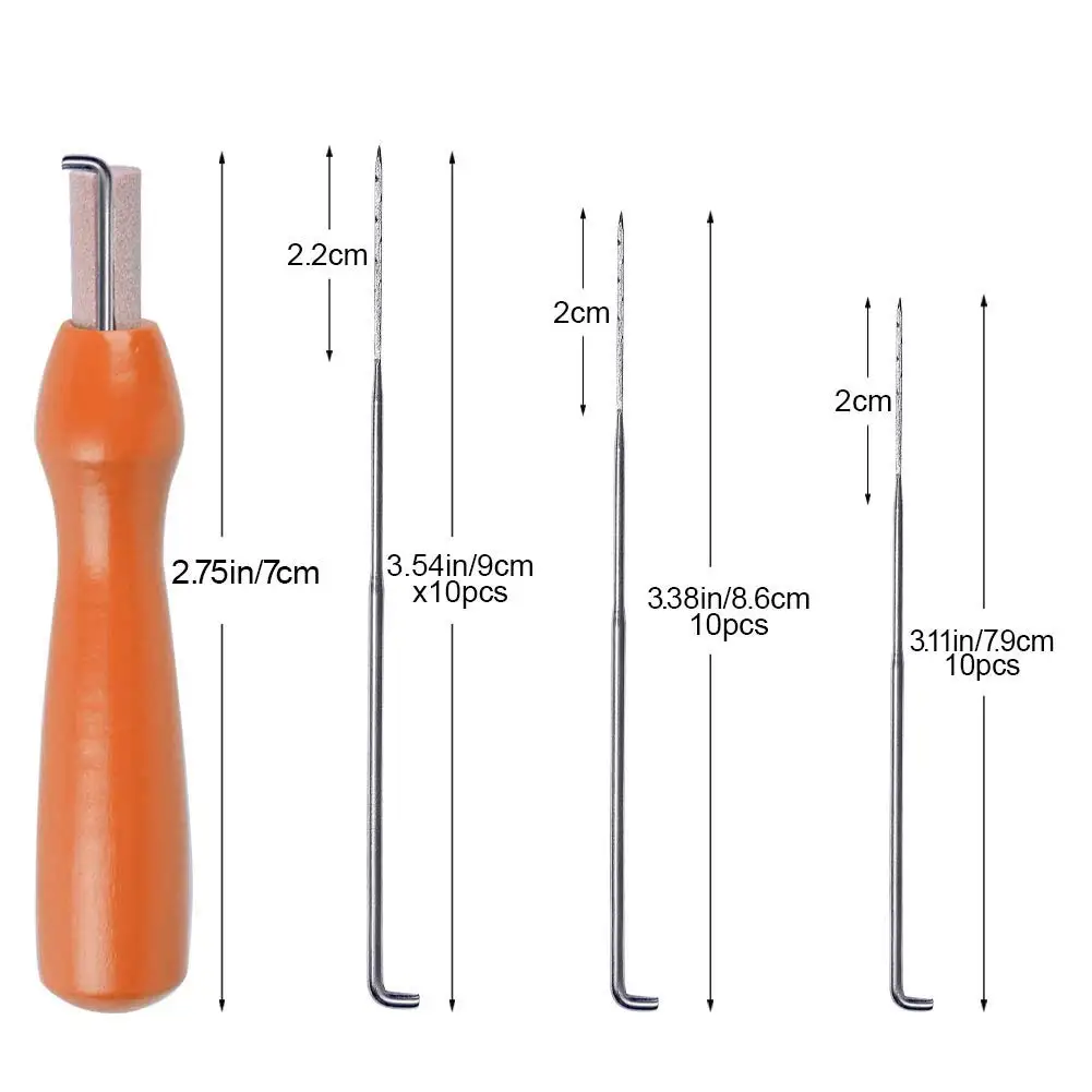 30PCS Felting Needles 3 Sizes Needle Felting Supplies with Wooden Handle Fingercots Needle Tools Kit for DIY needle felting kit needle felting painting kit felting needles
