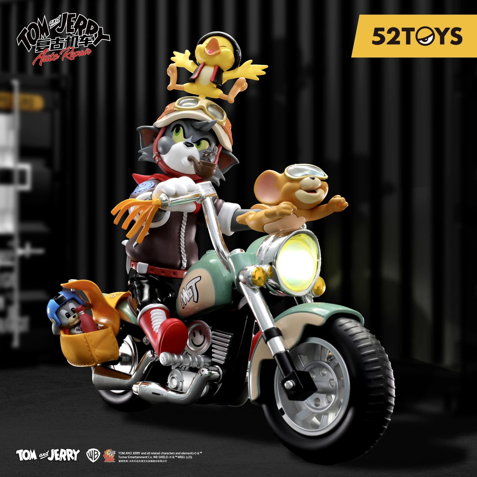 

52TOYS Large Figure Tom and Jerry Retro Motorcycle, Height: 18cm/7.08inch, cute collectible Figures, perfect Gift
