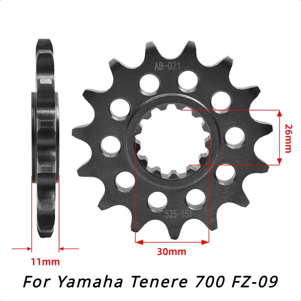 

525 15T Tooth Front Sprocket Gear Staring Wheels Cam For Yamaha Tenere 700 Rally Edition ABS XTZ690SP XTZ 690 2020 2021 2022